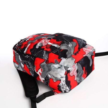 Youth backpack from textiles, 3 pockets, red/gray color-4