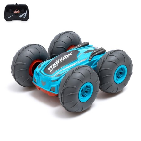 Radio-controlled car-controlled “Monster” car, works on the battery, the color is blue