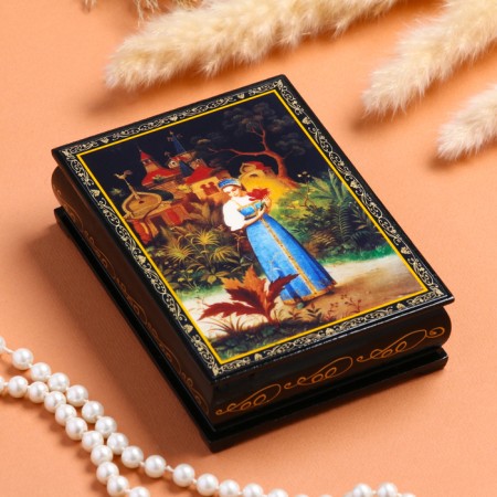 Casket "Scarlet Flower", 10 × 14 cm, lacquer miniature-3