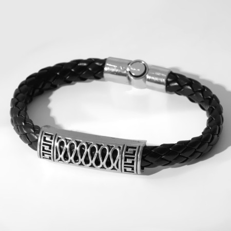 Unisex Bracelet "Enturage", black color with black silver, 22 cm-2