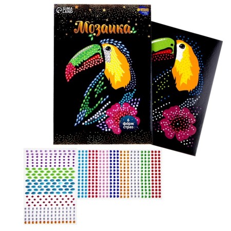 Set for creativity: mosaic with rhinestones and applique "Bird"-4