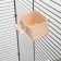 The bird feeder is large, rectangular, in a cage, 8 x 5 x 4.5 cm, beige