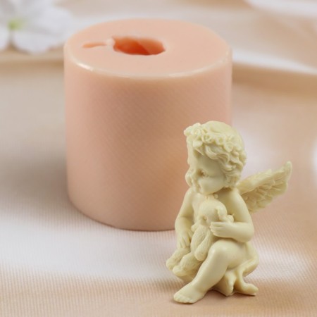 Silicone Mold "Angel with a Bear" 6.5x6.5x6.3 cm (prayer 6x4.2x3.4 cm)-3