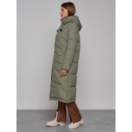 Coat insulated winter female, size 42, green color-1