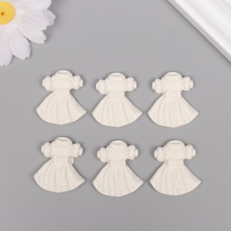 Decor for the creativity of Polystone "Dress with Bantik" White set 6 pcs 2.7x3 cm-2