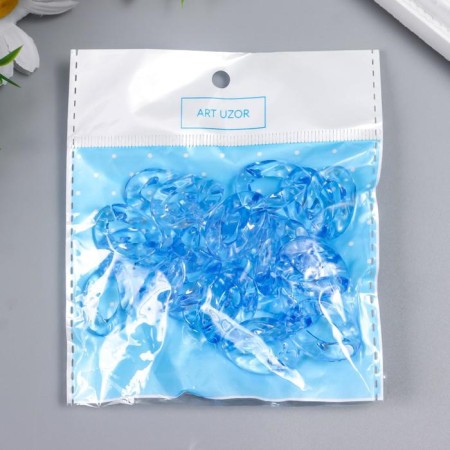 Decor for creativity plastic "Ring for the chain" transparent blue set 25 pcs 2.3x1.65 cm-3
