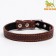 Leather collar with embossing on synthetic winterizer, 46 x 2 cm, Osh 25-35 cm, brown