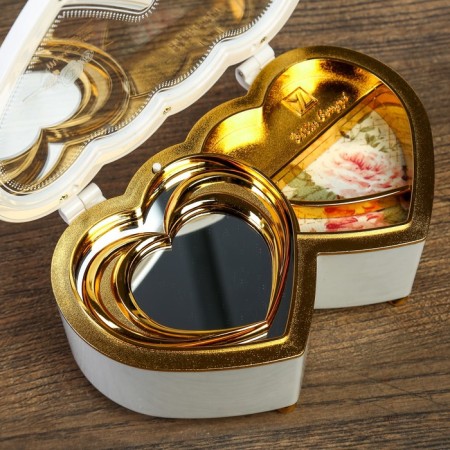 Casket Musical Plastic Mechanical "Double Heart White" 6x16x10 cm-2