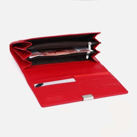 Women's wallet on magnets, red color-2
