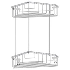 A corner-cutting shelf with hooks, bunk, size 23 x 23 cm, chrome