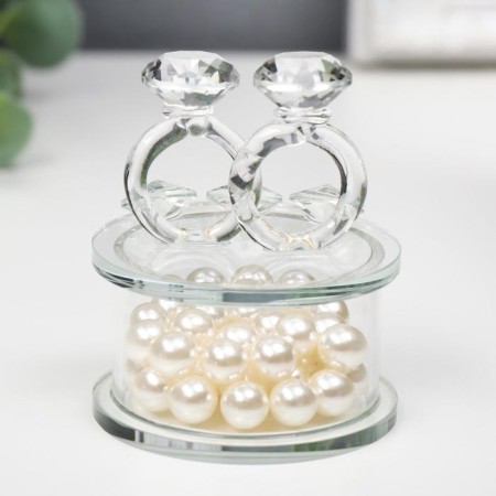 Glass souvenir "Two rings - proposal" Pearls 7.2x6.3x6.3 cm-1