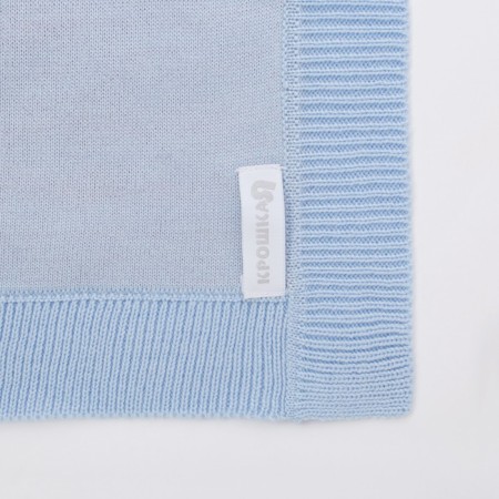 Knitted plaid crumb I am a “bear”, size 90x90 cm, blue color-3