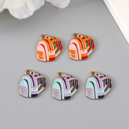 Decor for creativity Metal "School backpack" enamel mix 2x1.8 cm