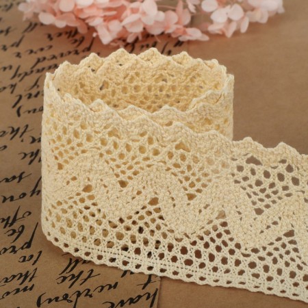 Knitted lace, 60 mm × 10 ± 1 m, beige color-2