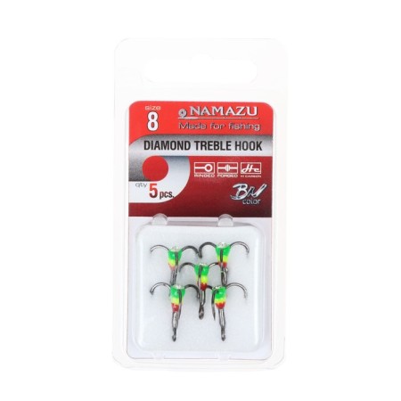 Namazu traffic light hook, with a drop and stone, 8 (int), GYV color, in a package of 5 pcs.
