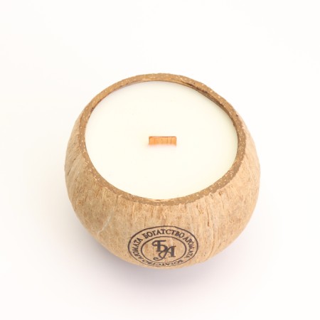Candle in coconut aromatic, orange, soy wax, 8x10 cm, in the box-4