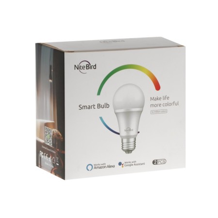 Smart light bulb Nitebird WB4-2, Wi-Fi, E27, 8 W, 800 lm, multi-colored, timer, protection, 2 pcs.-1