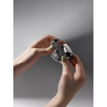 Bracelet Cuff "Wave", metal, silver color-1