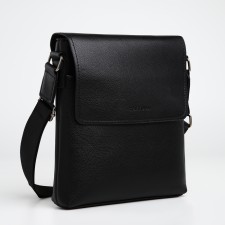 Male bag over the shoulder, Textura, external pocket, black color
