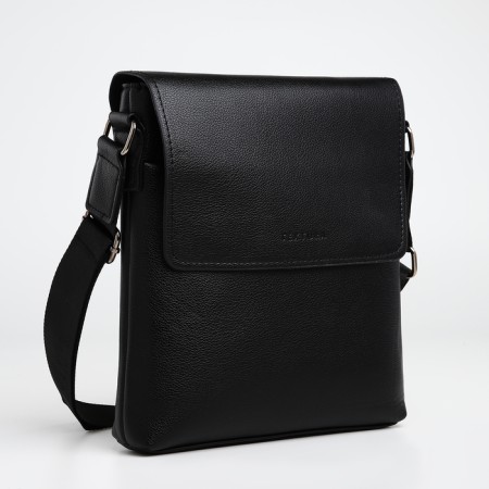 Male bag over the shoulder, Textura, external pocket, black color