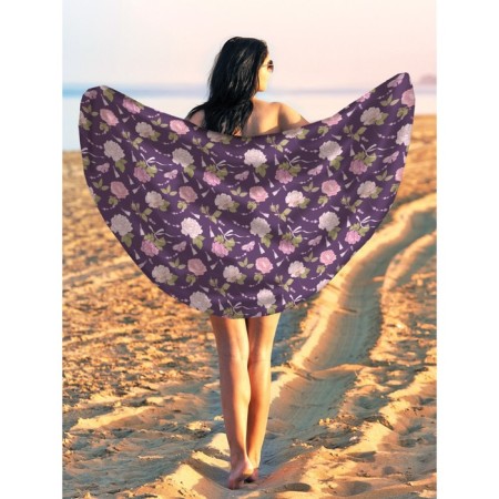 Pareo and beach rug "Flower decoration", d = 150 cm