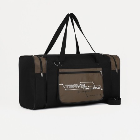 Road bag on lightning, 3 outer pockets, long belt, black color/hack