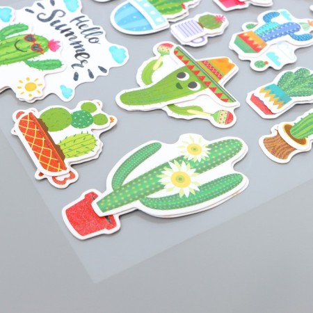 Plastic sticker, 6D cardboard with sparkles "Funny Cactus" 25.5x17.5 cm-2