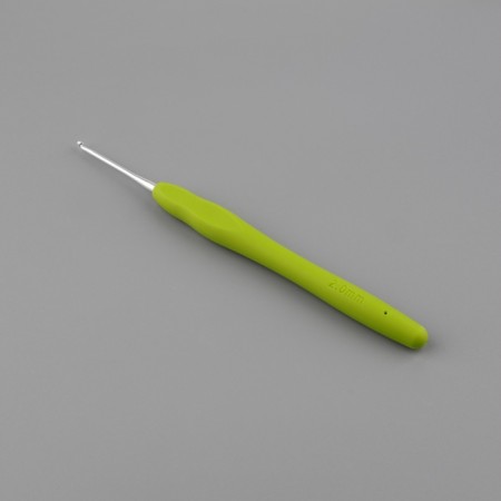 Knitting hook, with silicone handle, d = 2 mm, 14 cm, green color-2
