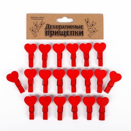 Set of decorative clothespins "hearts" set of 20 pcs.