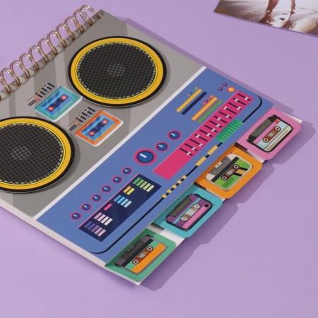 Photo album on spirals 20 sheets "tape recorder" volumetric element + 4 tabs 24x24 cm-1