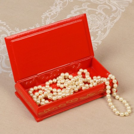 Casket - a bill "Rose", red, 8.5 × 17 cm, lacquer miniature-2