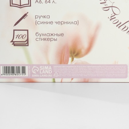Gift set: A6 diary, block with a sticky layer, handle "March 8"-10
