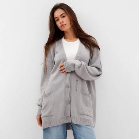 Cardigan Women's Mist with pockets, graphite, OneSize (44-48)-4