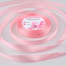 Satin tape, 12 mm × 23 ± 1 m, pale pink color No. 147