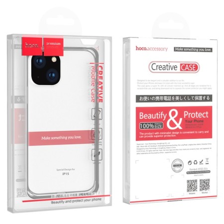 Hoco Case for iPhone 15, silicone, thickness 1.1 mm, transparent-5