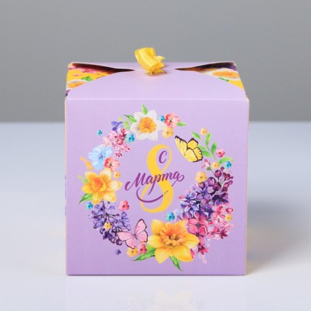 Gift folding box, packaging, “from March 8”, 12 x 12 x 12 cm-2