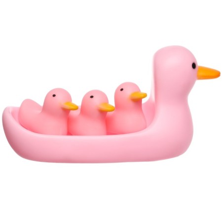 A set of rubber toys for the bath "Soap dish: pink ducks", 4 pcs., 14 cm, crush me
