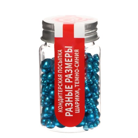 Confectionery sprinkling "different sizes", balls, dark - blue, 50 g-1