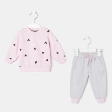 Set: jumper and pants crumb I am “hearts”, pink/gray color, height 80-86 cm
