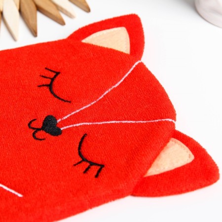 Baby washcloth for bathing "Fox", mittens, from Mahra-1