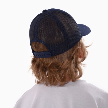 Baby cap for a boy with a grid, dark blue color, rr 54-12