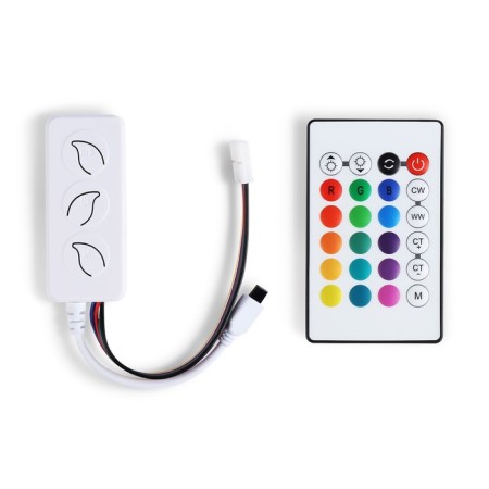 Ambrella WiFi Tuya Controller for RGB+CCT LED controls with an infrared remote control
