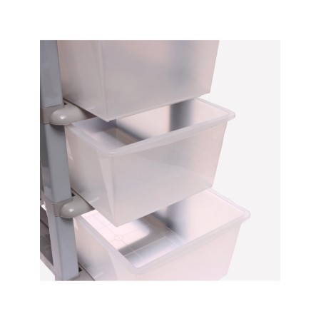 The chest of drawers is 3-section, transparent boxes, color gray color-5