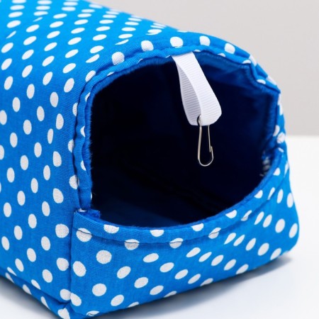 House "Nora" for rodents 20*14*12 cm, calico, fleece, foam rubber, blue-3