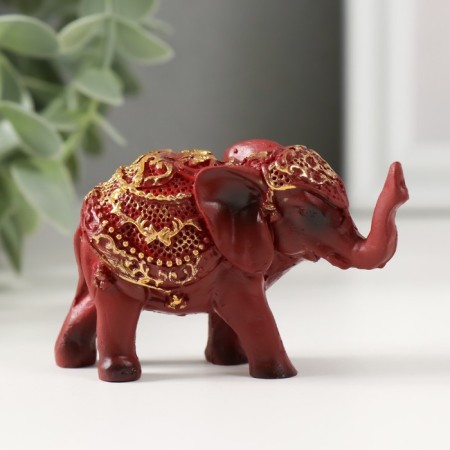 Souvenir Polystone "Elephant in the Golden Popone" 5x6.5x2.5 cm-3