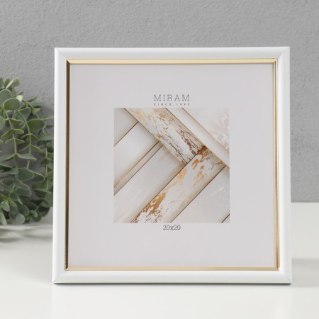 Photo frame Plastic "Mira" 20x20 cm, 636461-22, white with gold (plastic screen)