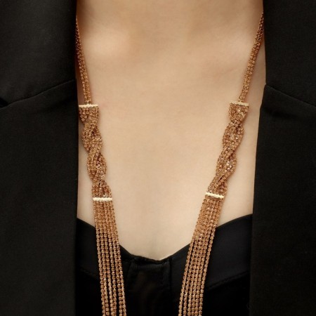 Set 2 objects: earrings, necklace "ice" pigtail, color gold, 80 cm-4