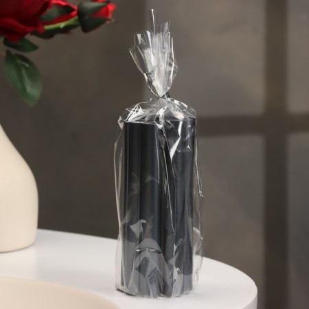 Candle-cylinder "Four-leafer", 4.5x10.5 cm, wet asphalt, 6 hours-2