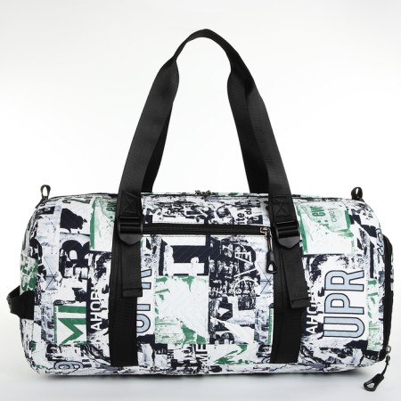 Sports bag with lightning, 2 pockets, long belt, white/green color-1