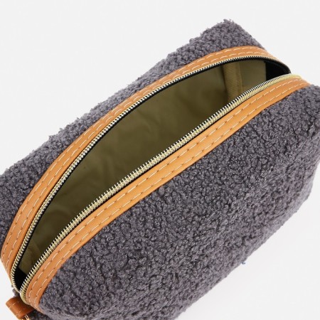 Cosmetic bag with a zipper, with a lining, the color is gray-2